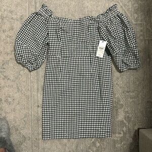 Off the shoulder gingham print dress